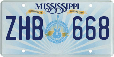 MS license plate ZHB668
