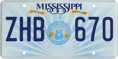 MS license plate ZHB670