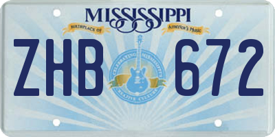 MS license plate ZHB672