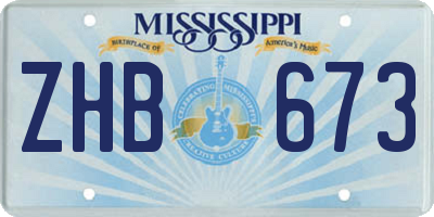 MS license plate ZHB673