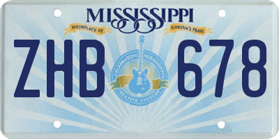 MS license plate ZHB678