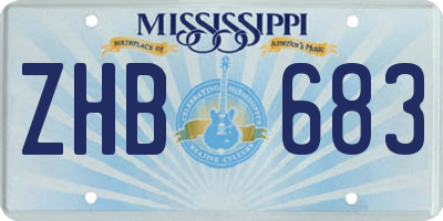 MS license plate ZHB683