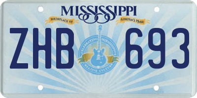 MS license plate ZHB693