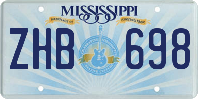 MS license plate ZHB698