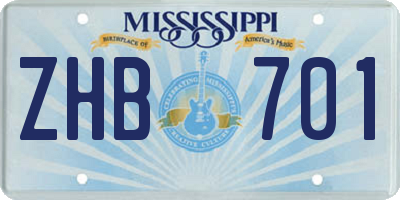 MS license plate ZHB701