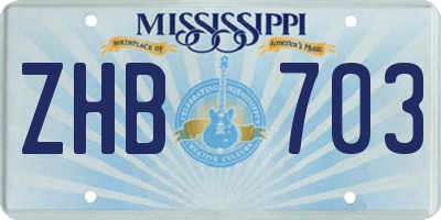 MS license plate ZHB703