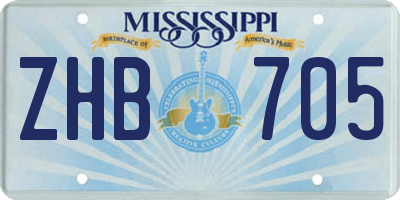 MS license plate ZHB705
