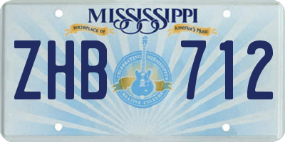 MS license plate ZHB712