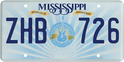 MS license plate ZHB726