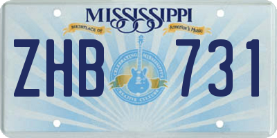 MS license plate ZHB731