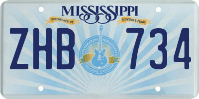 MS license plate ZHB734
