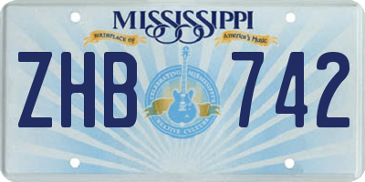 MS license plate ZHB742