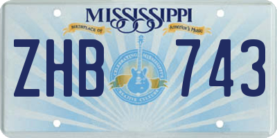 MS license plate ZHB743