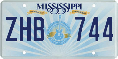 MS license plate ZHB744