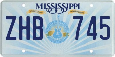 MS license plate ZHB745