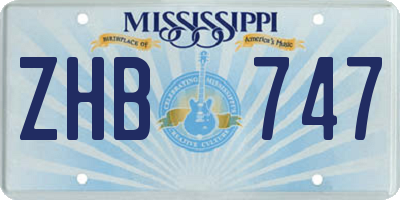 MS license plate ZHB747