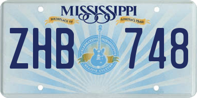 MS license plate ZHB748