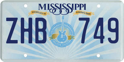 MS license plate ZHB749