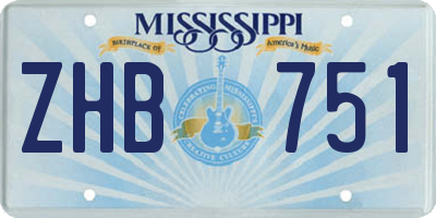 MS license plate ZHB751