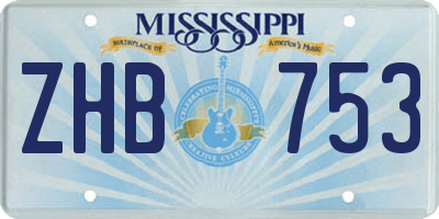 MS license plate ZHB753