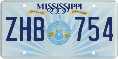 MS license plate ZHB754
