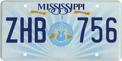 MS license plate ZHB756