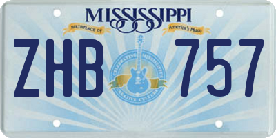 MS license plate ZHB757