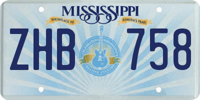 MS license plate ZHB758