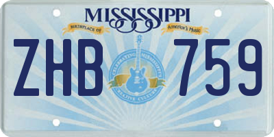 MS license plate ZHB759