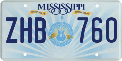 MS license plate ZHB760