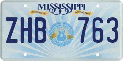 MS license plate ZHB763