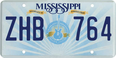 MS license plate ZHB764