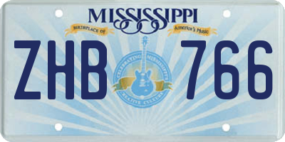 MS license plate ZHB766