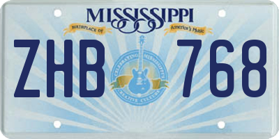 MS license plate ZHB768