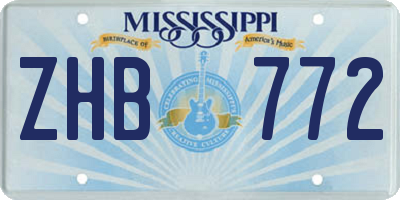 MS license plate ZHB772