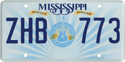 MS license plate ZHB773