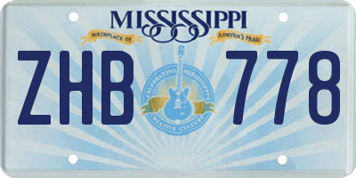 MS license plate ZHB778