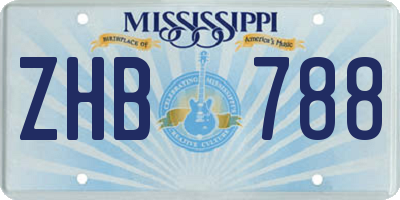 MS license plate ZHB788