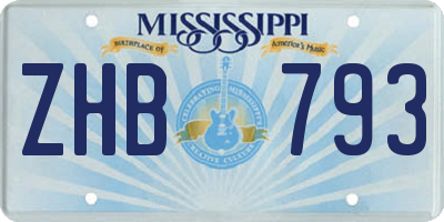 MS license plate ZHB793