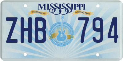 MS license plate ZHB794