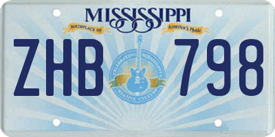 MS license plate ZHB798