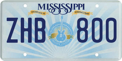 MS license plate ZHB800