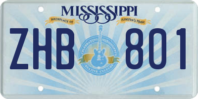 MS license plate ZHB801