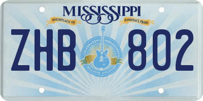 MS license plate ZHB802