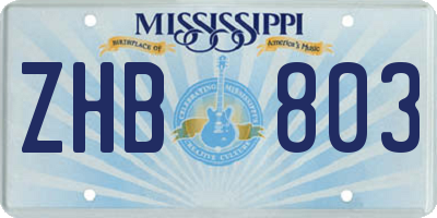 MS license plate ZHB803