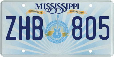 MS license plate ZHB805