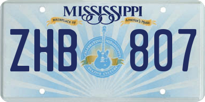 MS license plate ZHB807