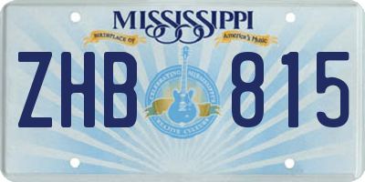 MS license plate ZHB815