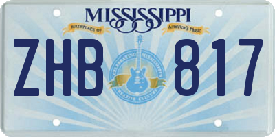 MS license plate ZHB817