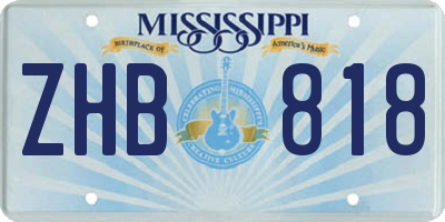 MS license plate ZHB818